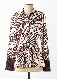 Chemisier coupe cintrée manches longues beige K-DESIGN femme