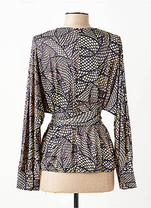 Blouse imprimé fantaisie manches longues beige K-DESIGN femme