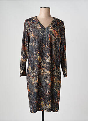 Robe mi-longue manches longues manches longues noir GUY DUBOUIS femme