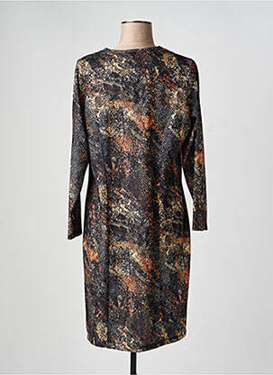 Robe mi-longue manches longues manches longues noir GUY DUBOUIS femme