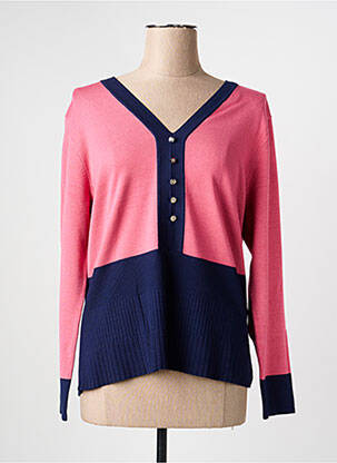 Pull col v manches longues rose MARBLE femme