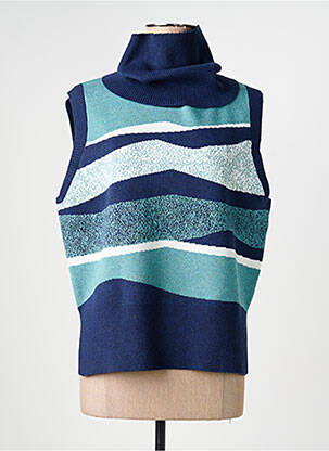 Pull stretch sans manche bleu MARBLE femme