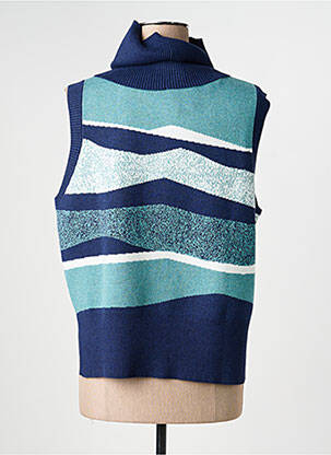 Pull stretch sans manche bleu MARBLE femme