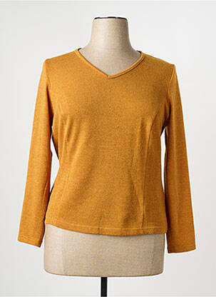 Pull tissage chiné manches longues jaune GUY DUBOUIS femme