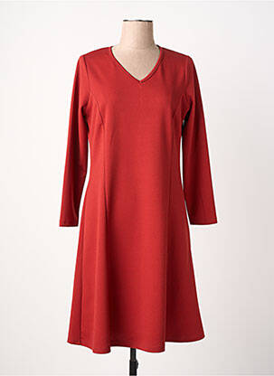 Robe mi-longue manches longues manches longues rouge GUY DUBOUIS femme