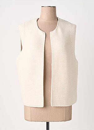 Gilet manches courtes maille tricot beige OLSEN femme
