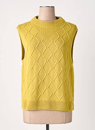 Pull coupe droite manches courtes vert OLSEN femme