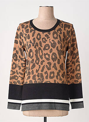 Pull coupe cintrée manches longues marron MARBLE femme