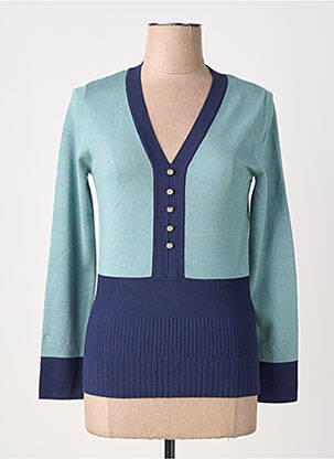 Pull coupe cintrée manches longues bleu MARBLE femme