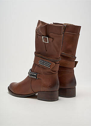 Bottines/boots tissage satiné talon plat jusqu'à 3cm marron MAM'ZELLE femme