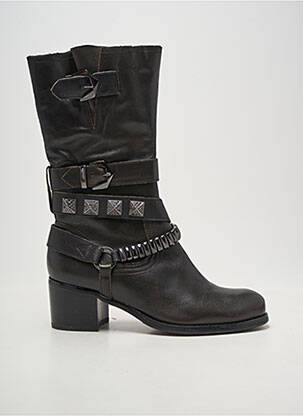 Bottes tissage satiné talon de 4 à 6cm noir MAM'ZELLE femme