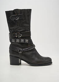 Bottes tissage satiné talon de 4 à 6cm noir MAM'ZELLE femme