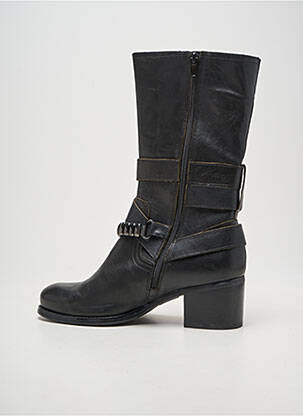 Bottes tissage satiné talon de 4 à 6cm noir MAM'ZELLE femme