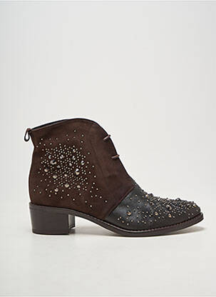 Bottines/boots tissage satiné talon de 4 à 6cm marron SANCHE DE LA ROSA femme
