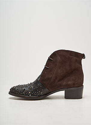 Bottines/boots tissage satiné talon de 4 à 6cm marron SANCHE DE LA ROSA femme