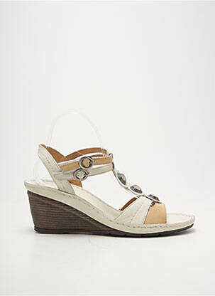 Sandales/nu pieds matière lisse talon de 7 à 9cm beige KARSTON femme
