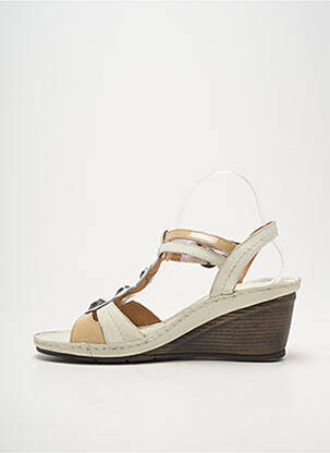 Sandales/nu pieds matière lisse talon de 7 à 9cm beige KARSTON femme