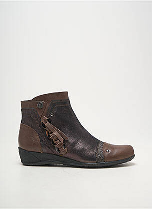 Bottines/boots tissage satiné talon plat jusqu'à 3cm marron MAM'ZELLE femme