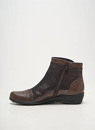 Bottines/boots tissage satiné talon plat jusqu'à 3cm marron MAM'ZELLE femme