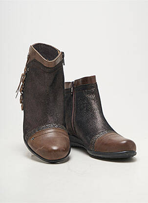 Bottines/boots tissage satiné talon plat jusqu'à 3cm marron MAM'ZELLE femme