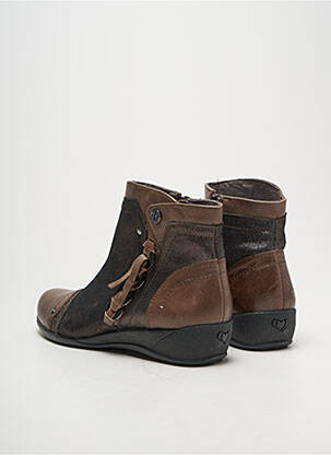 Bottines/boots tissage satiné talon plat jusqu'à 3cm marron MAM'ZELLE femme
