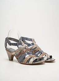 Sandales/nu pieds tissage satiné talon de 4 à 6cm bleu ELANTINE femme