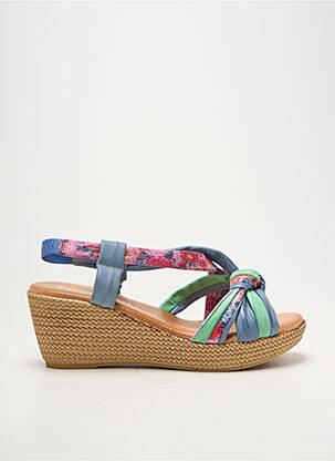 Sandales/nu pieds tissage satiné talon de 7 à 9cm bleu PEDRO TORRES femme