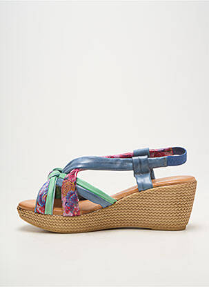 Sandales/nu pieds tissage satiné talon de 7 à 9cm bleu PEDRO TORRES femme