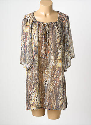 Robe de plage manches 3/4 marron GENIUS femme