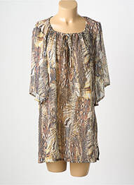 Robe de plage manches 3/4 marron GENIUS femme