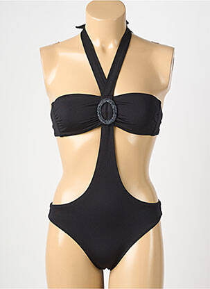 Maillot de bain 1 pièce stretch noir GENIUS femme