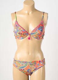 Maillot de bain 2 pièces stretch haut soutien-gorge emboitant orange GENIUS femme
