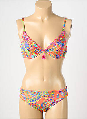 Maillot de bain 2 pièces stretch haut soutien-gorge emboitant orange GENIUS femme