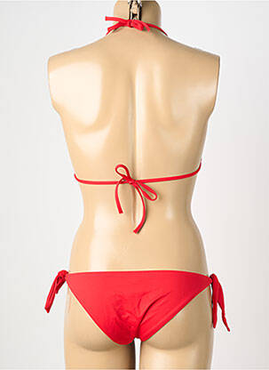 Maillot de bain 2 pièces stretch haut triangles rouge GENIUS femme
