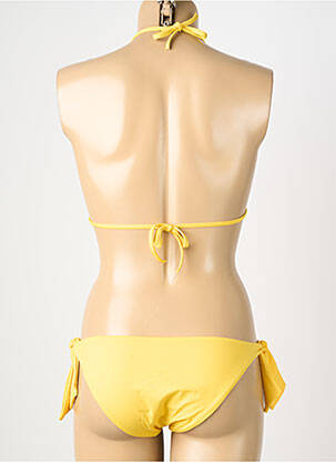 Maillot de bain 2 pièces stretch haut triangles jaune GENIUS femme