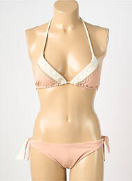 Maillot de bain 2 pièces stretch haut triangles rose GENIUS femme