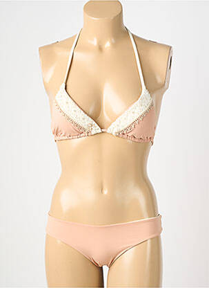 Maillot de bain 2 pièces stretch haut triangles rose GENIUS femme