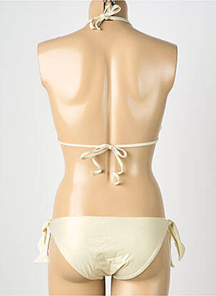 Maillot de bain 2 pièces stretch haut triangles beige GENIUS femme