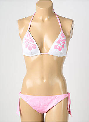 Maillot de bain 2 pièces stretch haut triangles rose GENIUS femme