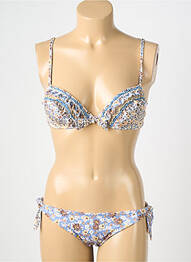 Maillot de bain 2 pièces stretch haut soutien-gorge moulé bleu GENIUS femme