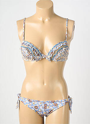 Maillot de bain 2 pièces stretch haut soutien-gorge moulé bleu GENIUS femme