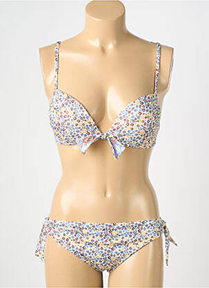 Maillot de bain 2 pièces stretch haut soutien-gorge push-up jaune GENIUS femme