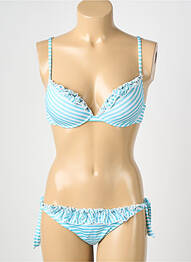 Maillot de bain 2 pièces stretch haut soutien-gorge moulé bleu GENIUS femme