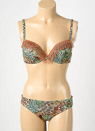 Maillot de bain 2 pièces stretch haut soutien-gorge moulé vert GENIUS femme