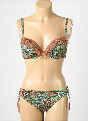 Maillot de bain 2 pièces stretch haut soutien-gorge moulé vert GENIUS femme