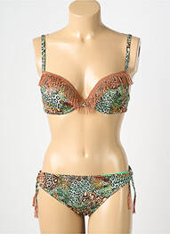 Maillot de bain 2 pièces stretch haut soutien-gorge moulé vert GENIUS femme