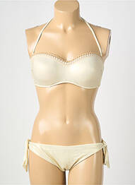Maillot de bain 2 pièces stretch haut bandeau beige GENIUS femme