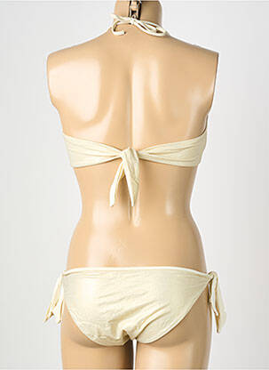 Maillot de bain 2 pièces stretch haut bandeau beige GENIUS femme