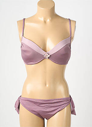 Maillot de bain 2 pièces stretch haut soutien-gorge moulé violet GENIUS femme