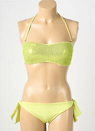 Maillot de bain 2 pièces stretch haut bandeau vert GENIUS femme